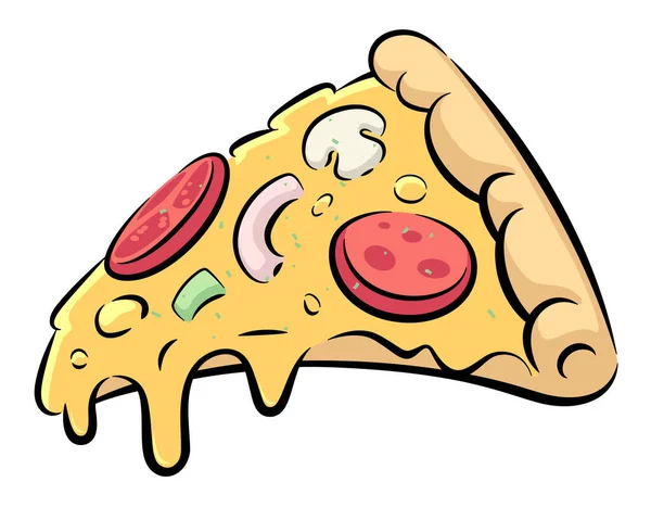 Handritad Tecknad Pizza Skivad Serier Stil Illustrationer — Stock vektor