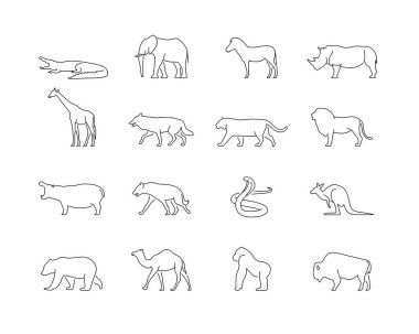 Simple icon wild animal, black lines on a white background