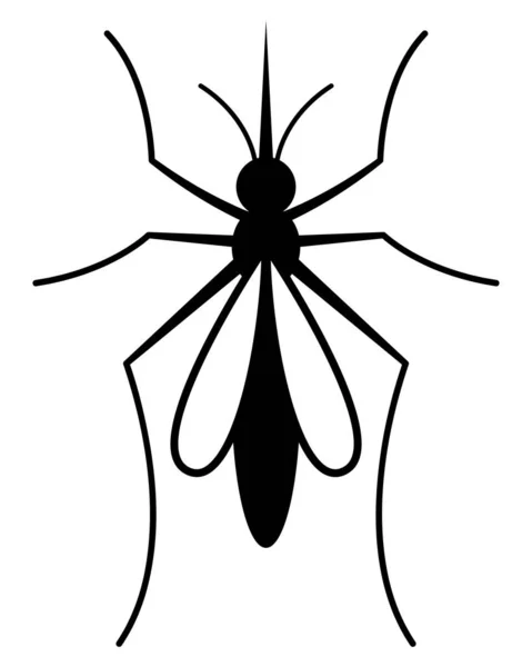 Black Mosquito Symbol Top View Simple Graphics White Background — Vector de stock