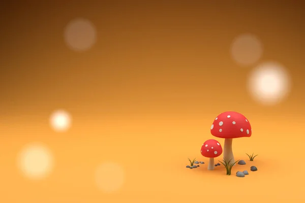 Sunny Background Mushrooms Render — Stock Photo, Image