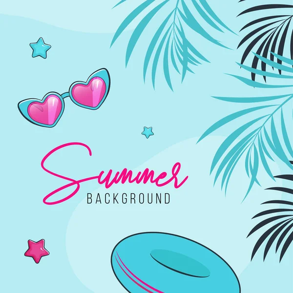 Vector Banner Summer Items Tropical Plants — Stock Vector