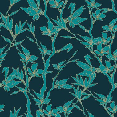 Kiraz çiçekli kusursuz vektör deseni