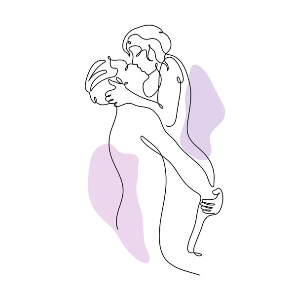 Des Amoureux Embrasser Couple Illustration Vectorielle Une Seule Ligne Continue — Image vectorielle
