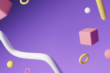 Renkli 3 boyutlu geometrik şekillerin çeşitliliği