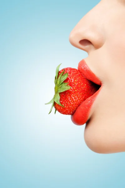 Strawberry lips. — Stock Photo, Image