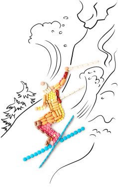 Skier in jump. clipart