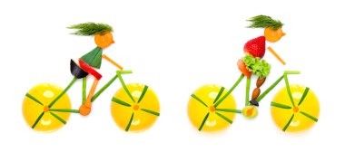 Teenagers cycling. clipart