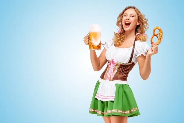 Serveren op oktoberfest. Stockafbeelding