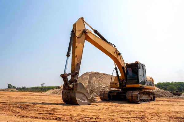 Scavatore Che Lavora Alla Sabbiera Industria Della Sabbia Cantiere Edile — Foto Stock