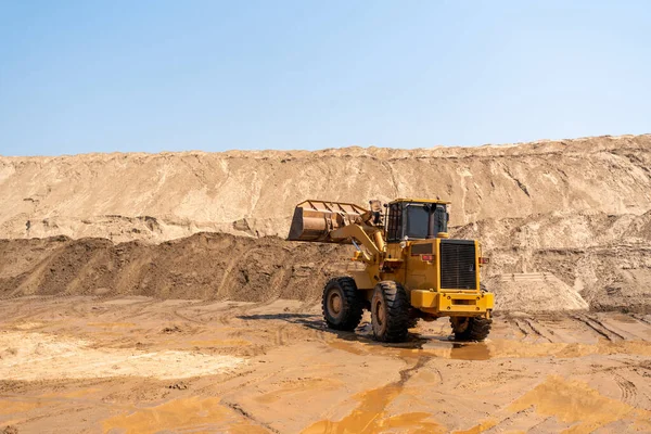 Yellow Excavator Sandpit Sand Industry Construction Site — Stock Photo, Image