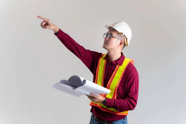 Architect civil engineer working with  blueprints in a studio. Architect, Engineer, Civil Concept of Construction.