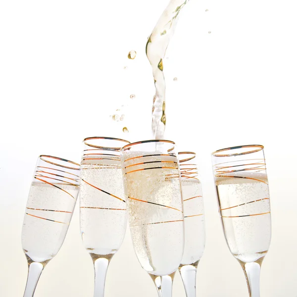 Champagne spatten. zilver. — Stockfoto