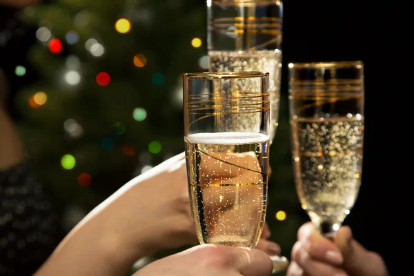 People hands with champagne — Stock Photo, Image