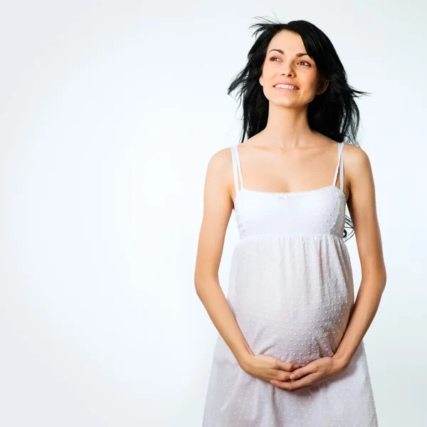Lykkelig gravid kvinde - Stock-foto