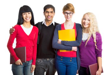 mutlu öğrenci grubu