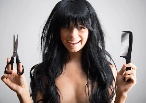 Woman tonsured her beautiful hair — Stock Photo, Image