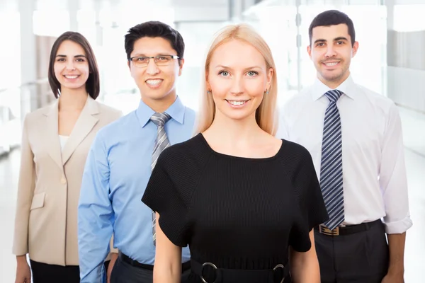 Business people with businesswoman leader — Stock Photo, Image