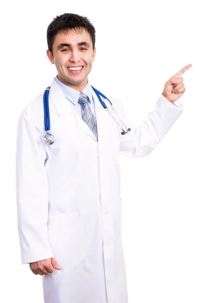 Doctor apuntando con el dedo a algo — Foto de Stock