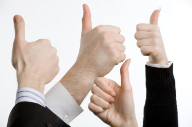Hands aanduiding duimschroef opwaarts tekenen
