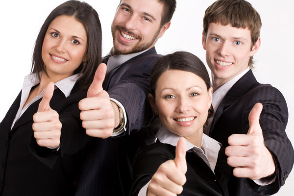 Деловые люди показывают большой палец вверх
