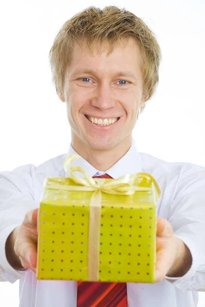 Man with gift — Stock Photo, Image