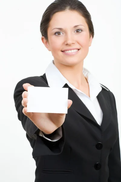 Busineswoman with card — Stock Photo, Image