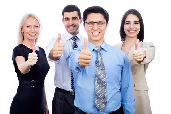 Business people showing thumbs up sign — Stock Photo, Image