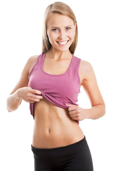 Woman shows her belly — Stock Photo, Image