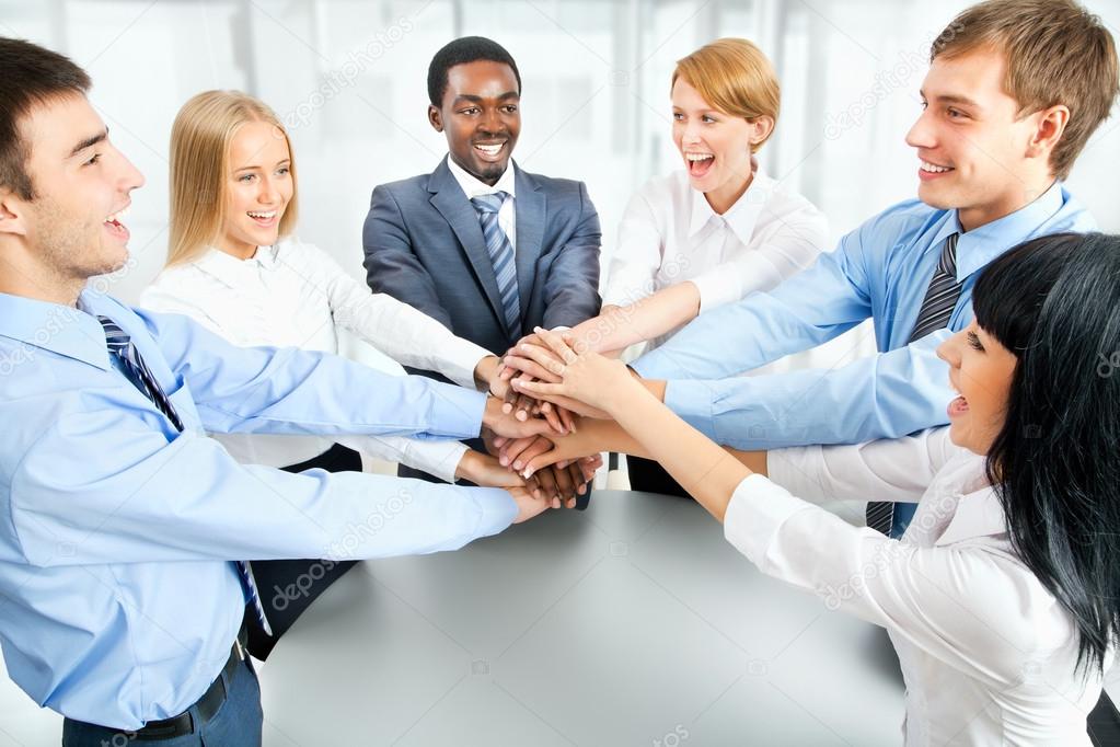 Business team showing unity