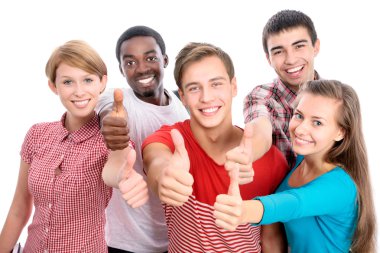 Students show thumbs up clipart