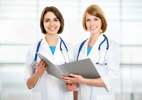Portrait of two successful female doctors — Stock Photo, Image