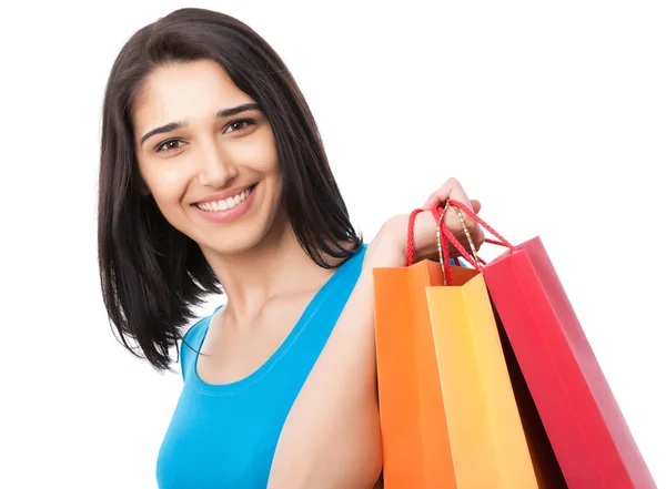 : donna con shopping bags — Foto Stock