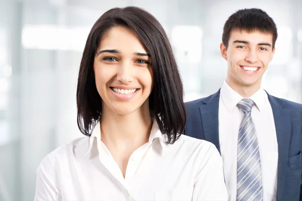 Business woman with colleague — Stock Photo, Image