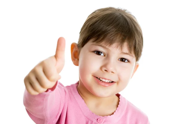 Cheerful girl showing thumb up — Stock Photo, Image