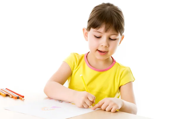 Cute girl drawing — Stock Photo, Image