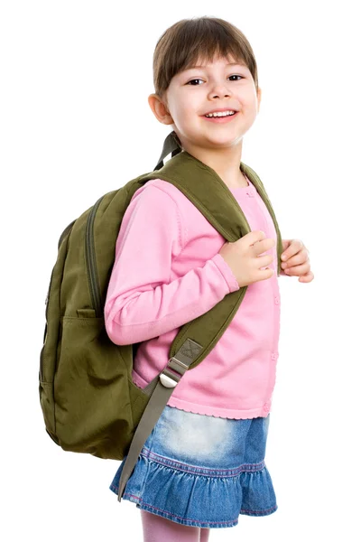 Schoolgirl with backpack Royalty Free Stock Photos