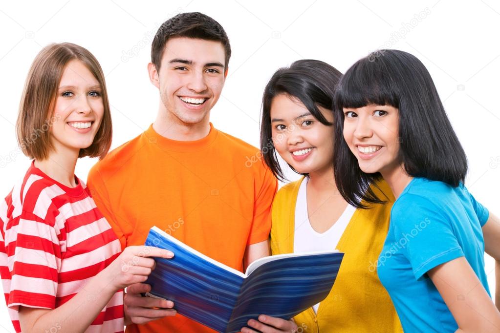 Students with book