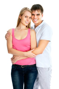 Genç çift gülümsüyor