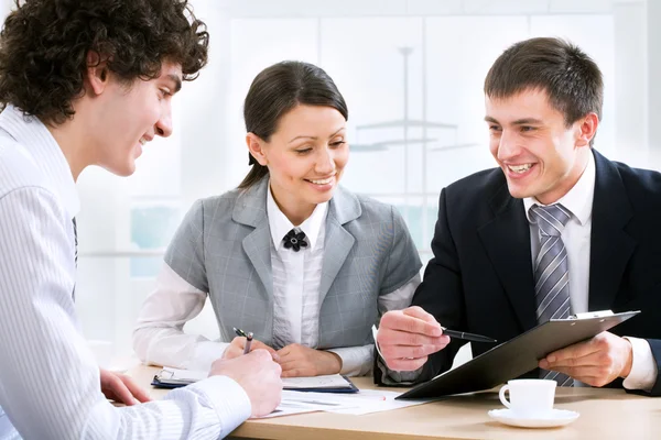 Successful partners at meeting — Stock Photo, Image