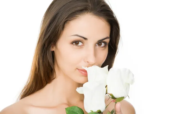 Mulher com rosas — Fotografia de Stock