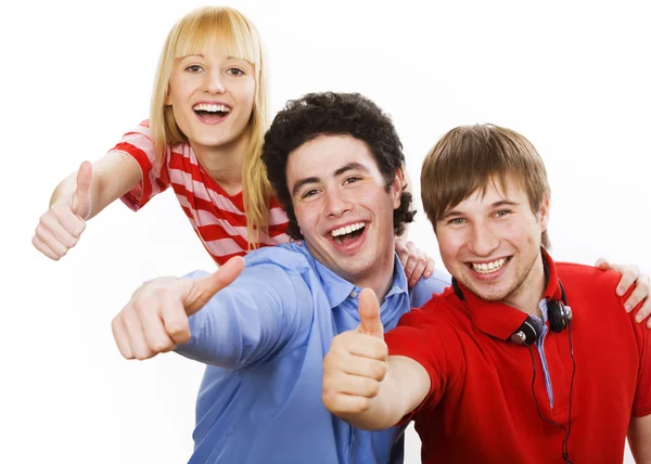 Students giving thumbs-up — Stock Photo, Image