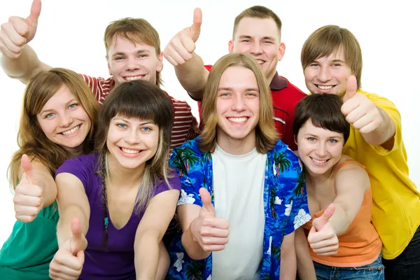 Studenten zeigen Daumen hoch — Stockfoto