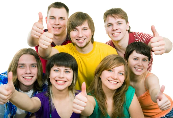 Studenten zeigen Daumen hoch — Stockfoto