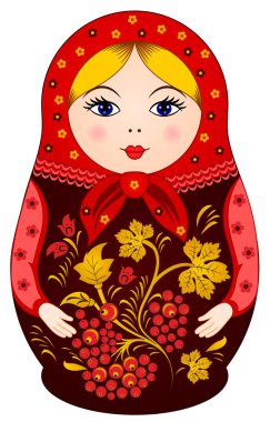 Matruşka bebek Khokhloma tarzı çilek ile