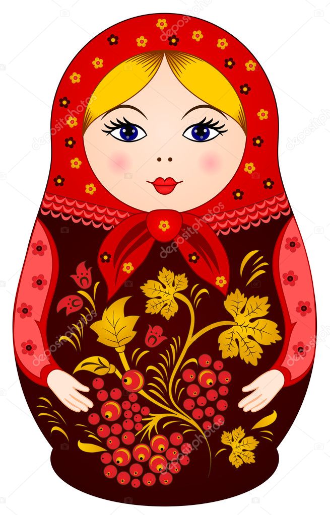 Matryoshka Doll in Khokhloma style with berries