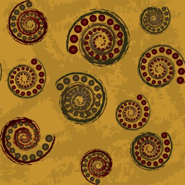 Spiral ve küreler, bronz arka plan ile Dikişsiz soyut desen