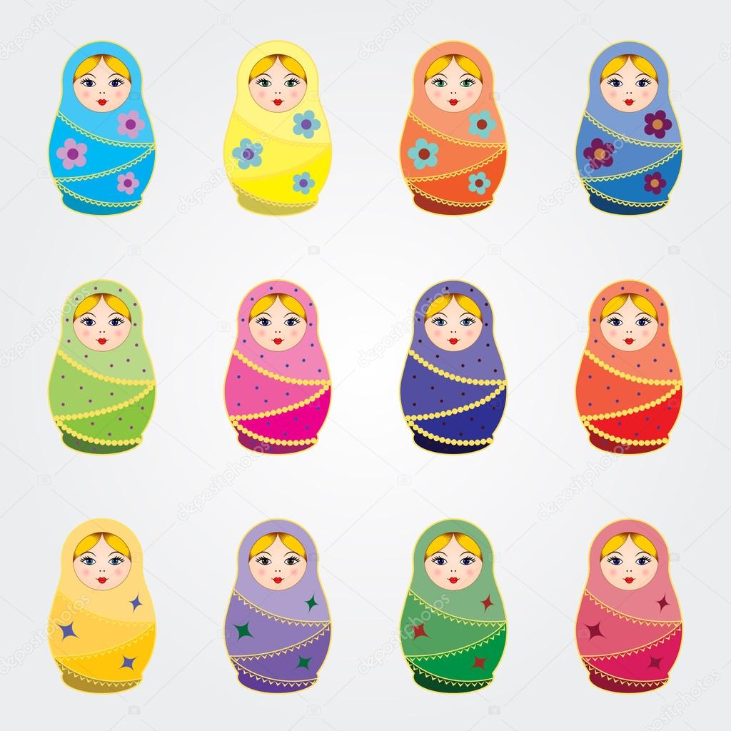 Russian traditional dolls Matryoshkas set