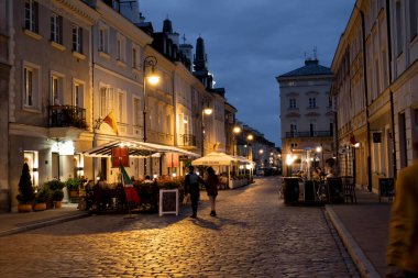 Prague, Czech republic, old town architecture, night life cafes and people 