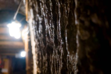 salty rock surface, macro shot in cave 
