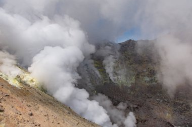 Natural Landmark, Active Funnel, crater in volcanic mountains landscape